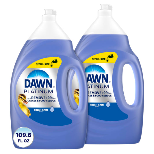 Dawn Platinum Dish Soap Liquid, Dishwashing Liquid, Grease Removal, Fresh Rain, 2x54.8oz Bundle