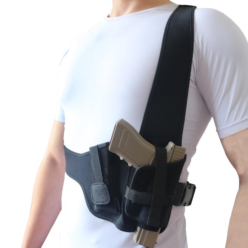 TACDEFNEX Shoulder Holster for Pistols – Right-Hand Gun Holster for Men with Breathable 3-Point Design, Adjustable Fit 35"-45", Fits Glock 19, Sig P365, M&P Shield, 1911 & More
