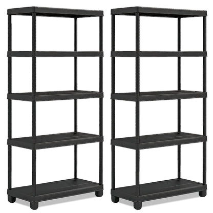 Vivo Technologies 2 x 5 Tier Heavy Duty Plastic Shelving Unit Storage Racking Shelves For Garage Warehouse Shed Kitchen (2 Pack)