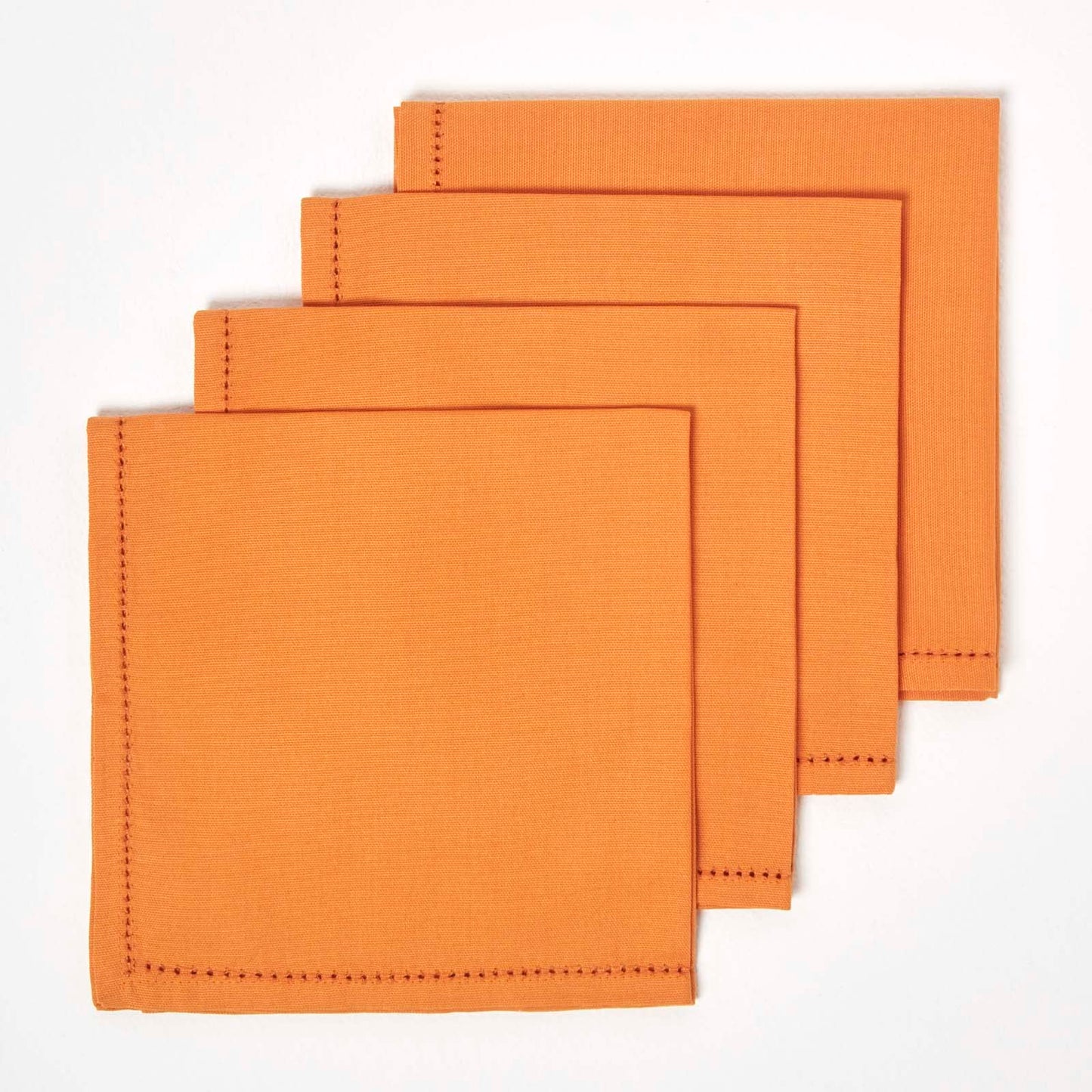 HOMESCAPES Premium Orange Cloth Napkins, Set of 4, Handcrafted, Plain 100% Cotton Fabric Napkins, Washable & Reusable, Dinner Table Napkins for Parties, Events & Weddings - Burnt Orange, 45 x 45cm