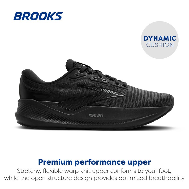 Brooks Men’s Revel Max Neutral Running & Walking Shoe - Black/Black/Ebony - 10.5 Medium