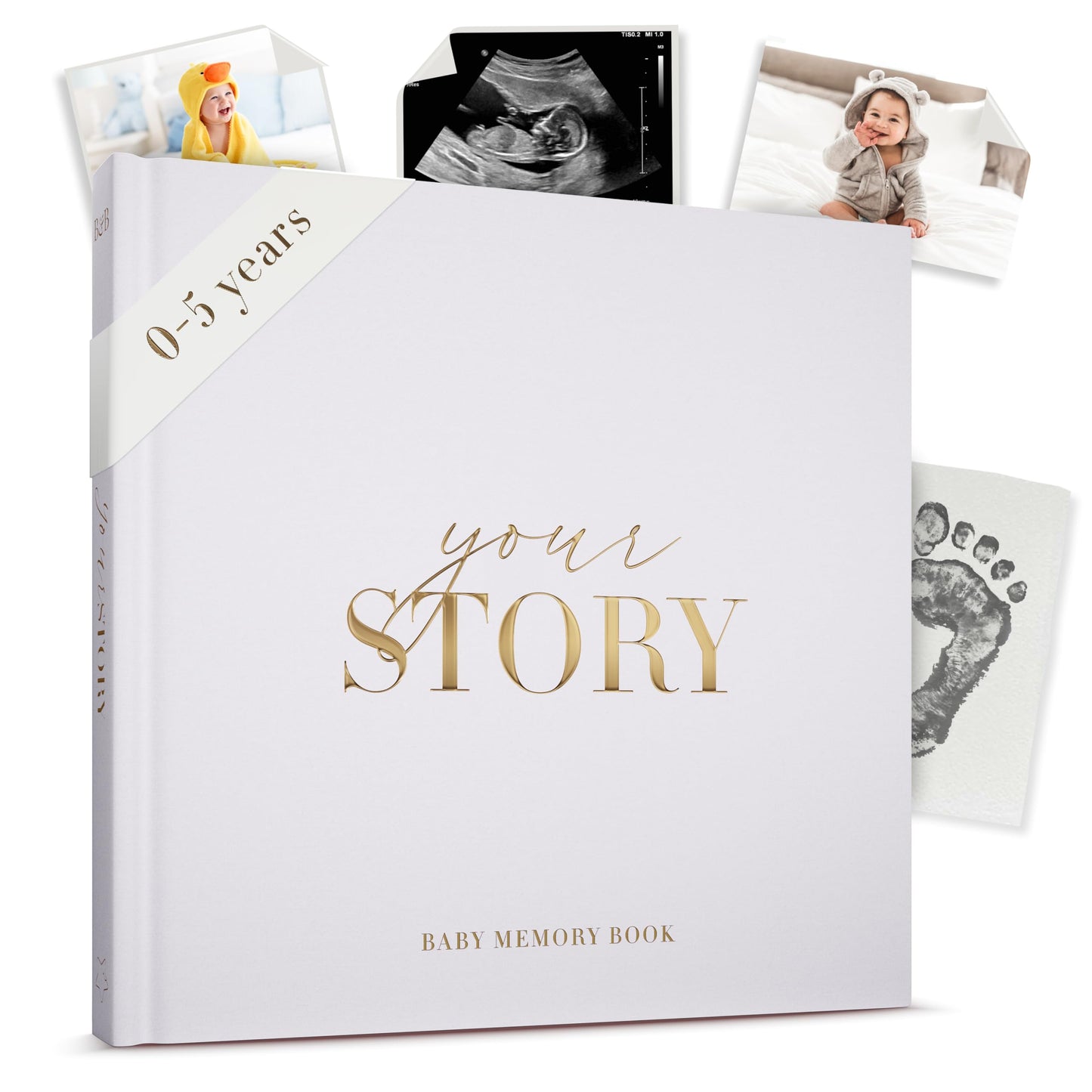 Baby Memory Book - Photo Journal for Boys or Girls | From Birth to Age 5 | New Baby Gift, Milestone Tracker, Scrapbook, Newborn Photo Album