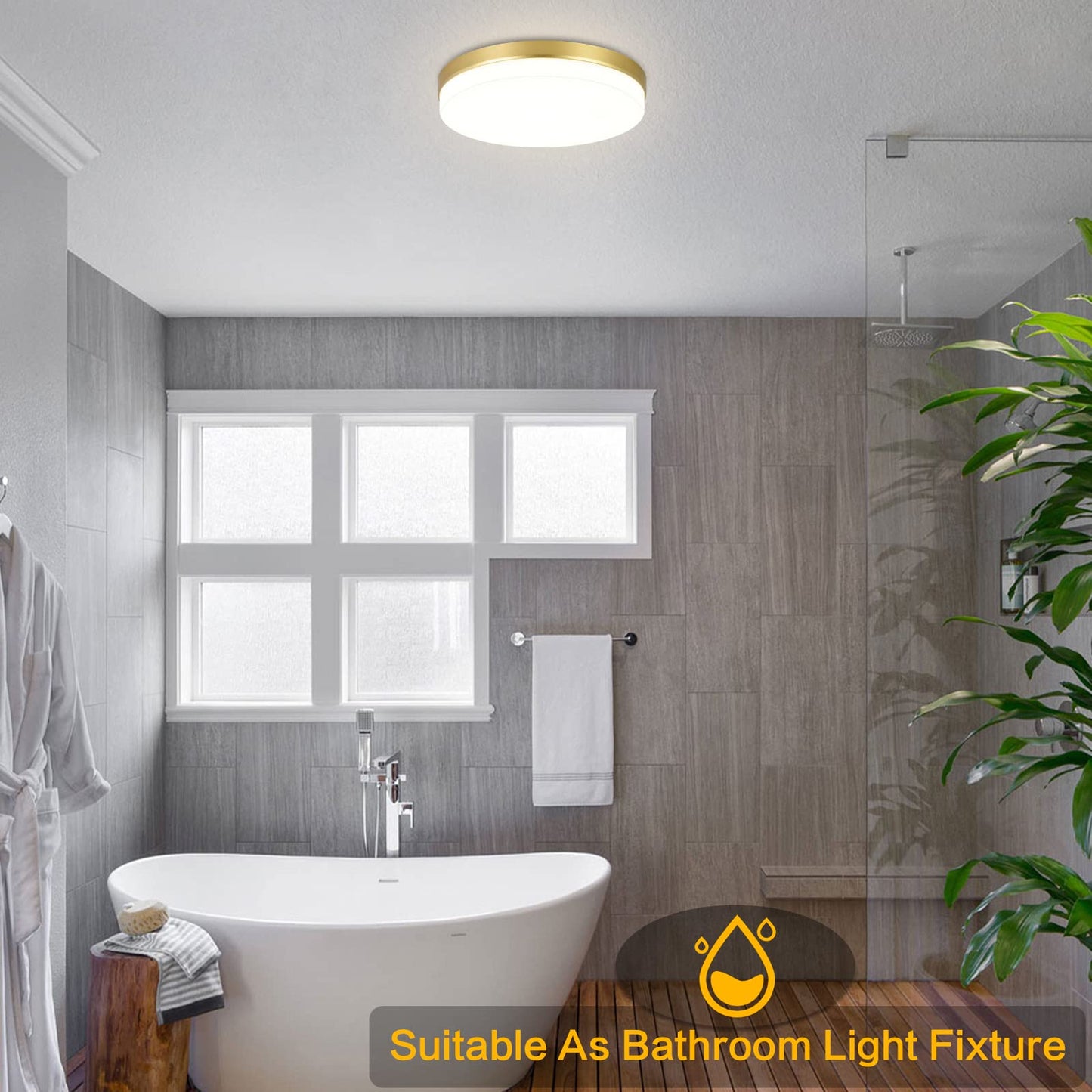 ASHUAQI Gold LED Ceiling Light, 36W 4000K Natural White Bathroom Lights, 3240LM Round Bright Ceiling Lights for Kitchen, Bedroom, Hallway, Utility Room, Laundry, Toilet, Porch, Ø23 CM