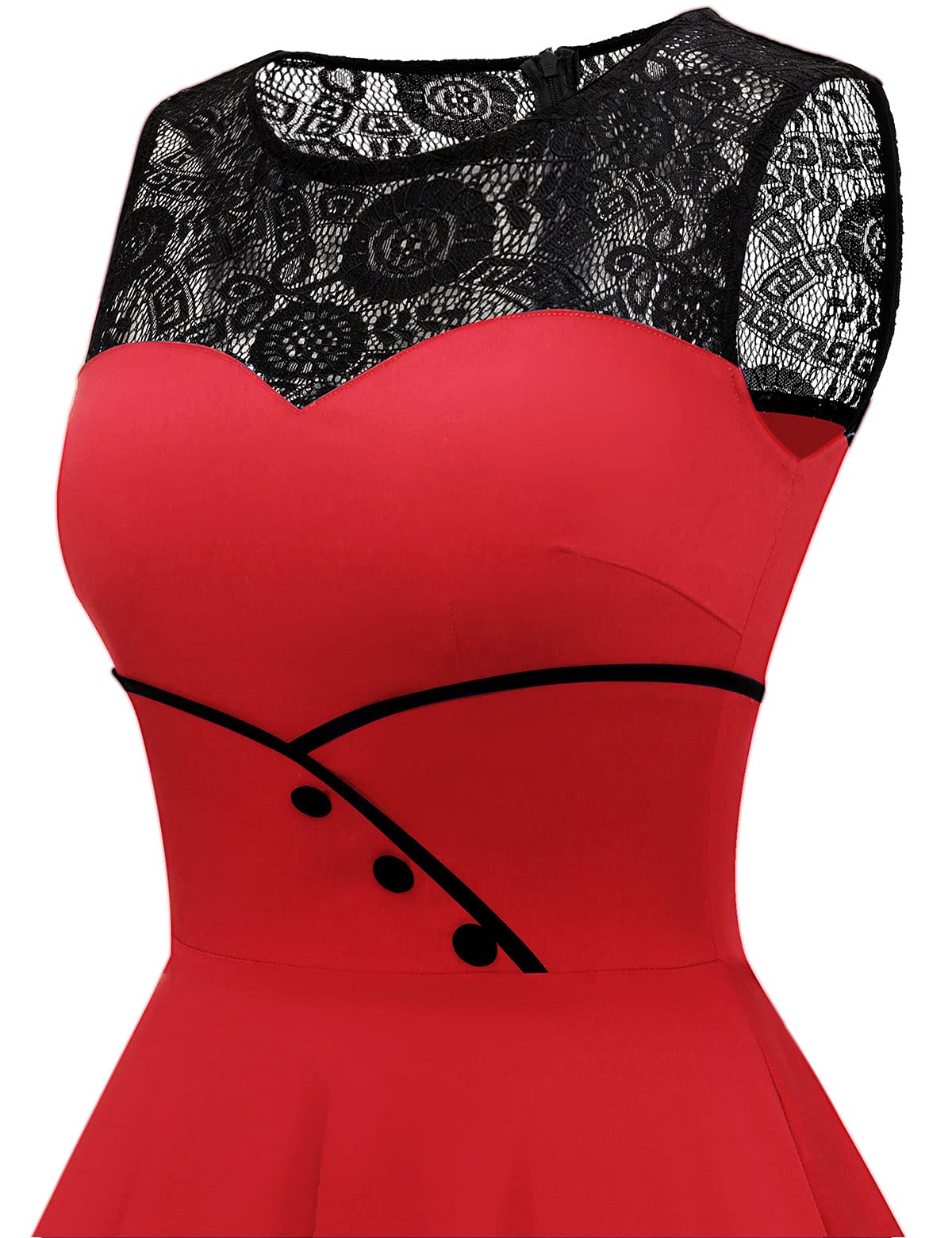 Bbonlinedress Women 1950s Dresses Red Vintage Cocktail Retro Rockabilly Teens Tea Party Christmas Holiday,Red XL
