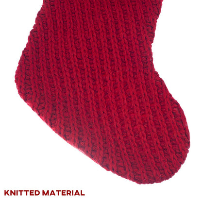 S-DEAL Red Knitted Christmas Stocking 21 Inches Mantel Decoration Double Layers with Pompom Gift Holder for Party Family Holiday Xmas