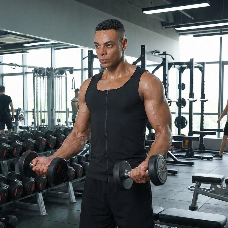 Donason Men's Sauna Vest Workout Sleeveless Shirt with Zipper Slimming Body Shaper Weight Loss Waist Trainer Sweat Enhancing Tank Top Compression Vest Shapewear for Fitness Gym Exercise Running