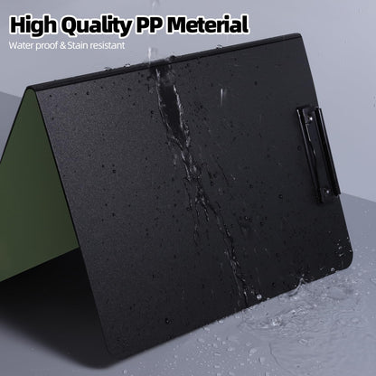 FRETONBA Clipboard Folder, A4 Foldable Clipboard with Horizontal and Vertical Double Metal Clips, 360 Degree Foldable Binder Clipboards with Pen Holder, File Cover Work Folder Clipboards, Green