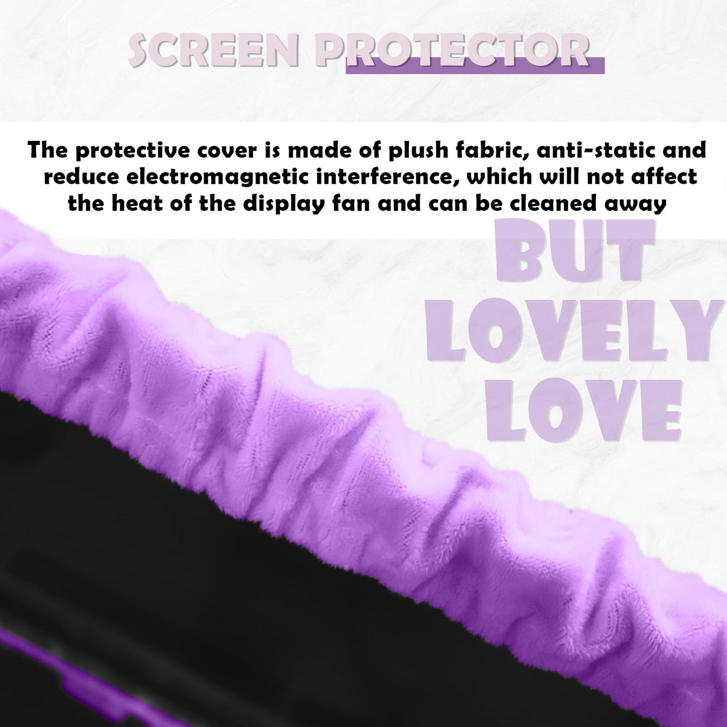 Kakurookie 23'' - 34'' Computer Monitor Protective Cover with Cat Ear Design, Cute Monitor Dust Cover with Furry Design, Elastic Dustproof, Suitable for PC, Tablet, TV