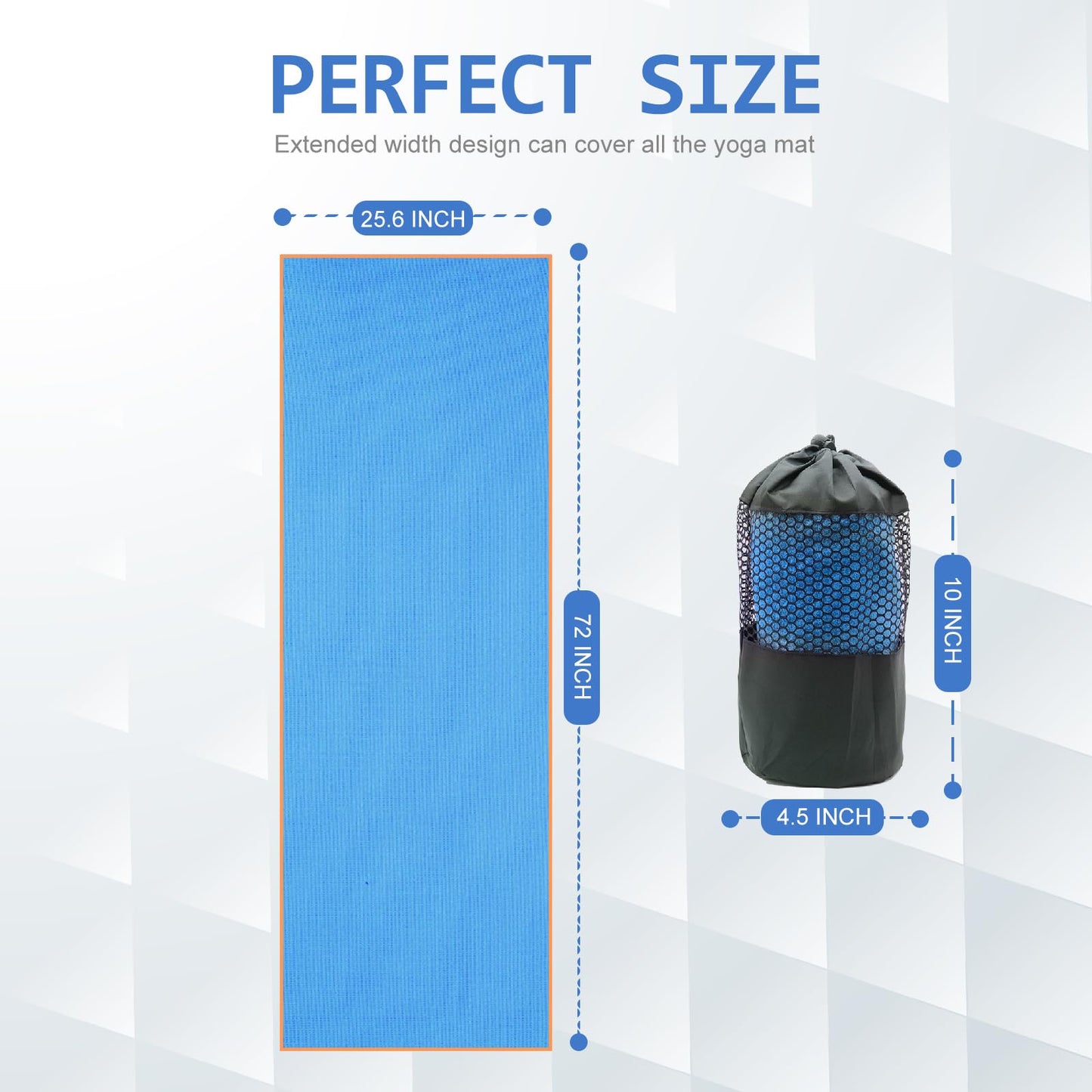 Eunzel Hot Yoga Towel - Microfiber Non Slip Yoga Mat Towel with Grip Dot Sweat Absorbent Towel for Hot Yoga, Pilates and Fitness 72" x 24", Blue/Orange