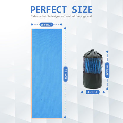 Eunzel Hot Yoga Towel - Microfiber Non Slip Yoga Mat Towel with Grip Dot Sweat Absorbent Towel for Hot Yoga, Pilates and Fitness 72" x 24", Blue/Orange