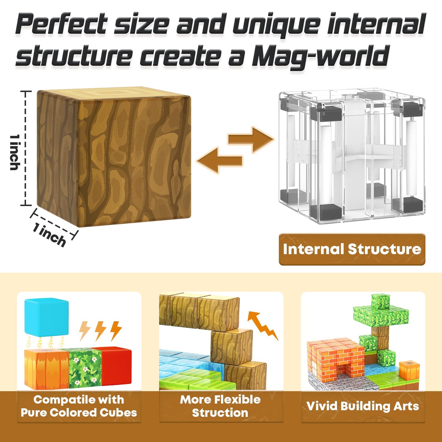 Magnetic Blocks-Build Mine Magnet World Pumpkin Edition Kids Games Toys for Boys Girls 3+ Years Old Magnetic STEM Construction Toys Ages 4-6 6-8 5-7 for Halloween Birthday Gifts