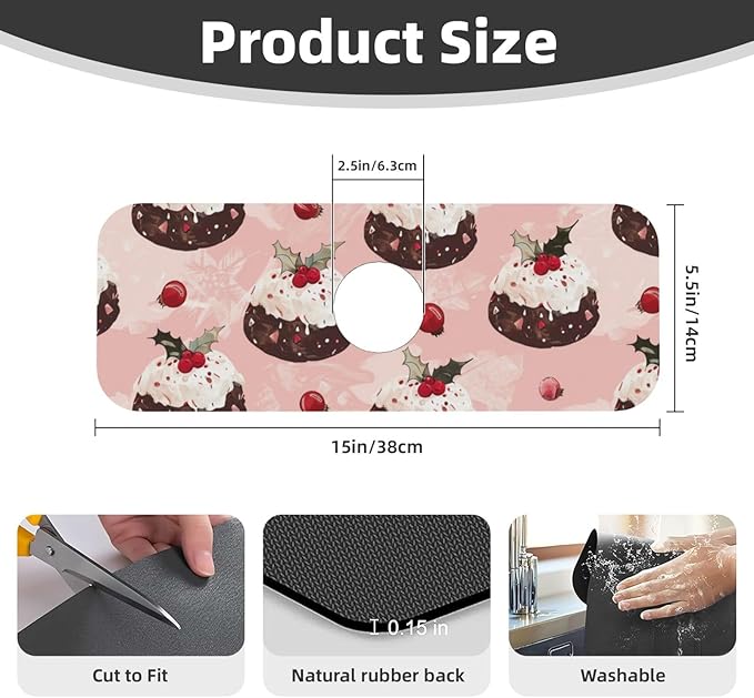 Faucet Draining Mat For Kitchen Sink, Cream Puddings Diatom Mud Absorbent Drain