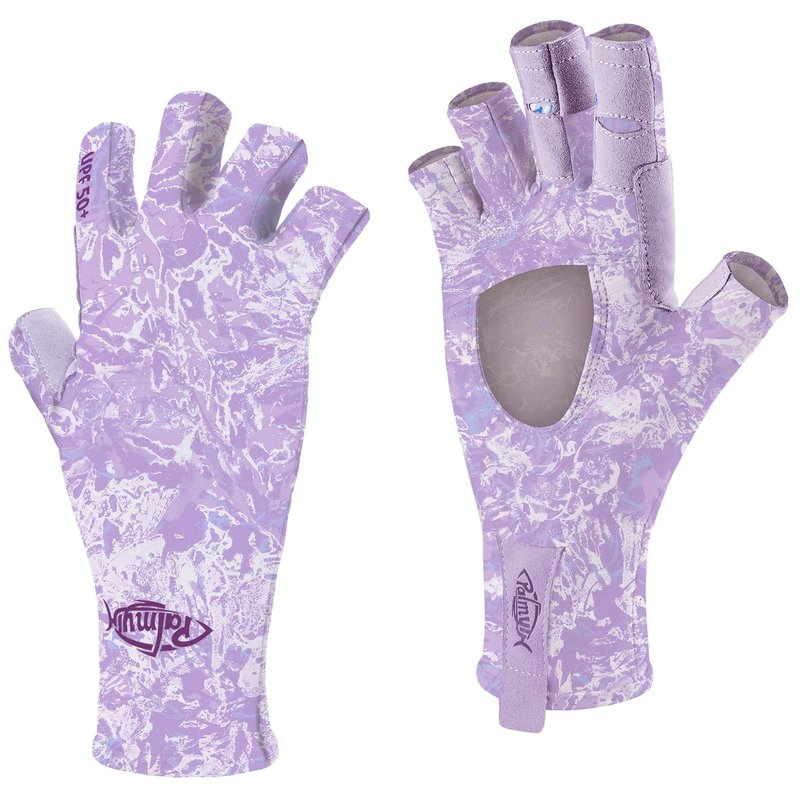 Palmyth UV Protection Fishing Fingerless Gloves UPF50+ Sun Gloves Men Women for Kayaking, Hiking, Paddling, Driving, Canoeing, Rowing（Air-Lilac Tide，X-Small）