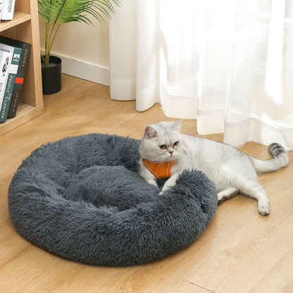 Cat Beds for Indoor Cats,20/24 Inch Round Donut Washable Cat Bed,Fluffy Calming Self Warming Soft Donut Cuddler Cushion Pet Bed for Small Dogs Kittens,Non-Slip
