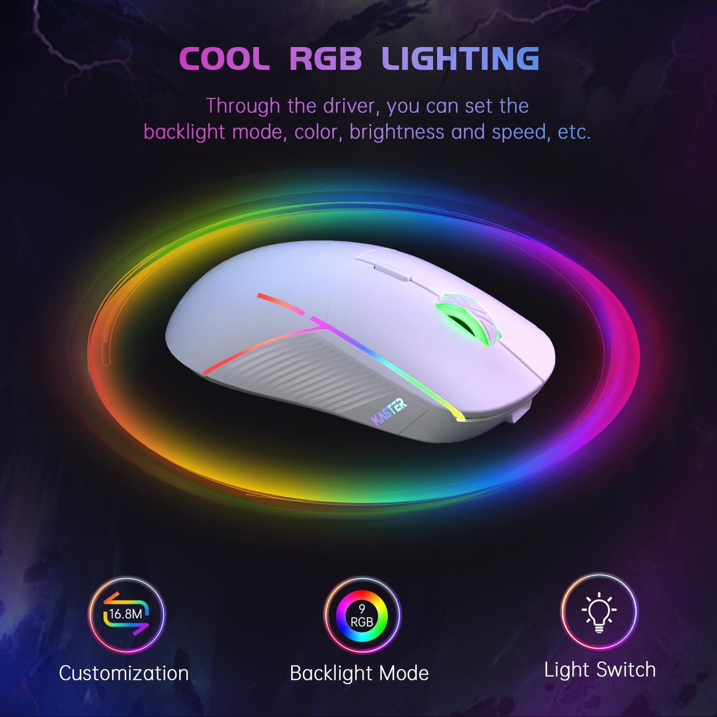 FFJ Wireless Gaming Mouse, 24000 DPI, Tri-Mode 2.4G/USB-C/Bluetooth 5.3 Gaming Mouse Wireless, RGB Programmable Mouse Gamer, 75Hrs Battery Life, Rechargeable Gaming Mice for PC, Mac, PS5, Xbox - Black