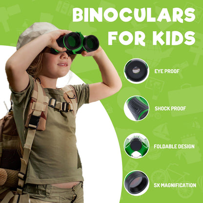 GINMIC Kids Explorer Kit & Bug Catching Kit, 16 Pcs Outdoor Exploration Safari Kit for Kids Camping with Binoculars, Adventure, Hunting, Hiking, Educational Toy Gift for 3-12 Years Old Boys Girls