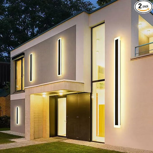 2Pack-39INCH Long Outdoor LED Wall Lights,30W Waterproof IP65 Warm White 120V LED Wall Mount Light Fixture Acrylic Black Exterior Wall Lights for House Courtyard Balcony Porch