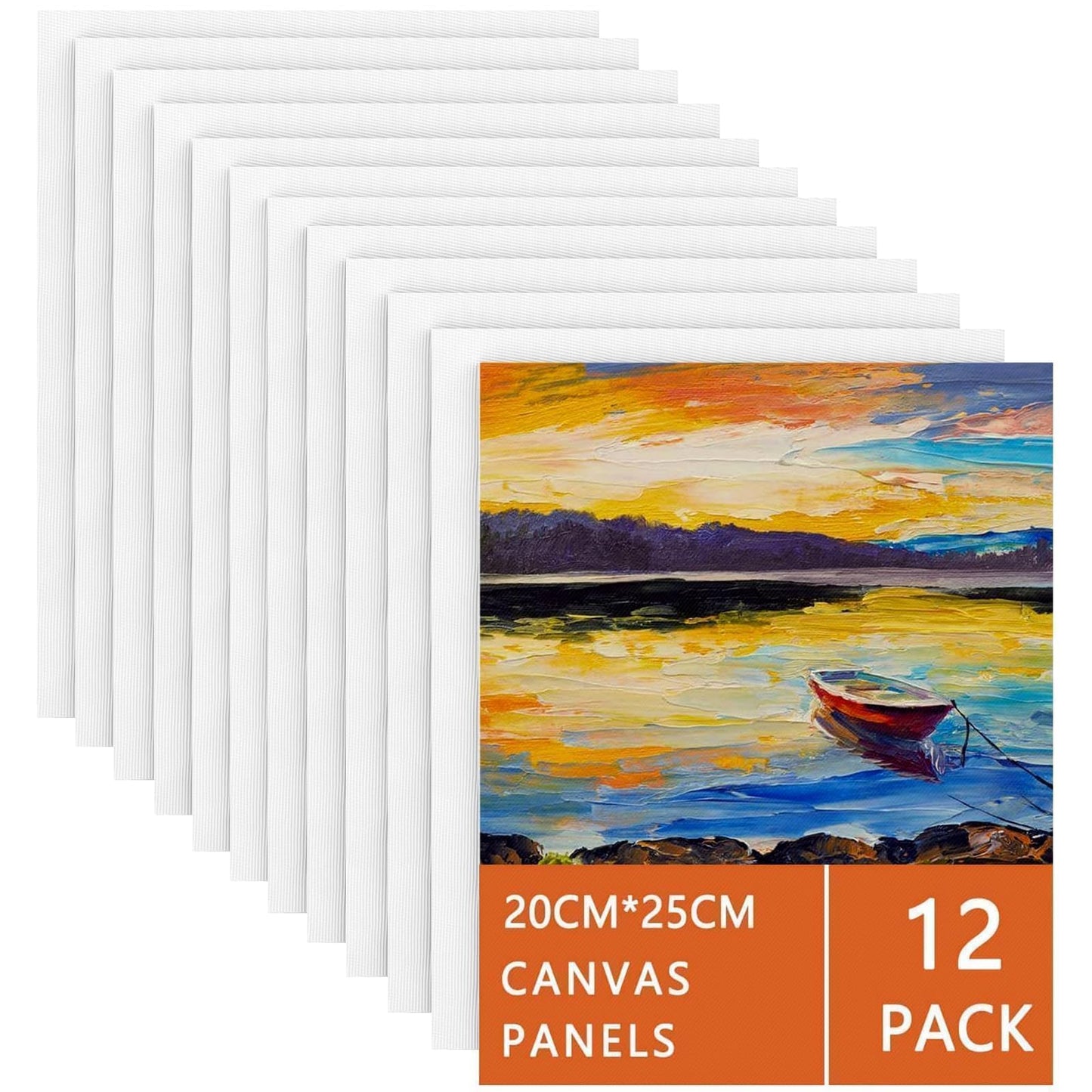 Koncci Canvas for Painting 20x25 cm-12 Packs 3 MM Blank Art Canvases Panels Pre-Stretched Canvas Board, Cotton Artist Canvas for Acrylic, Oil Painting Wet Art Media Art Projects Kids