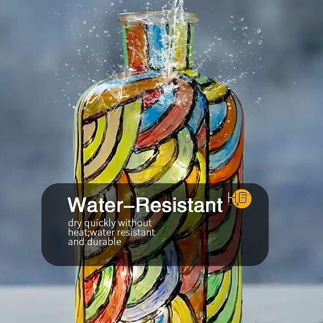 Colorful Stain Glass Paint Set with 6 Brushes, 1 Palette & 1 Sponge, 26 Colors Waterproof Permanent Glass Painting Kit for Arts on Wine Glasses,Bottle and Windows