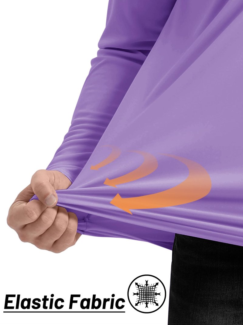 TACVASEN Men's Athletic SPF Pullover Shirts Running Fishing Tops Summer Sun Protection UPF 50+ Dry Fit T-Shirts Light Purple M