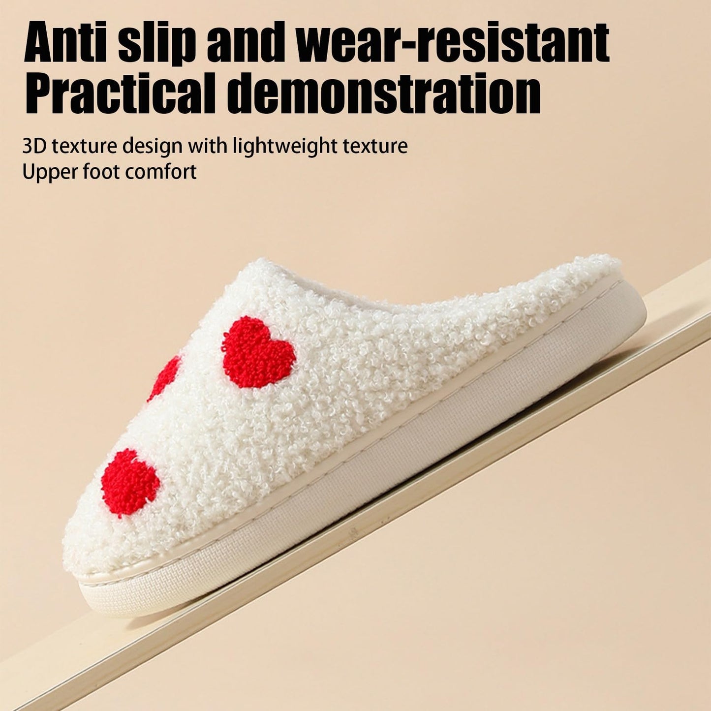 Adisputent House Slippers for Women Indoor and Outdoor,Winter Warm Plush Fuzzy Cow Slippers for Men with Memory Foam,Cozy Soft House Shoes with Non-Slip Sole Z Love Heart 5-6 Women/4-5 Men