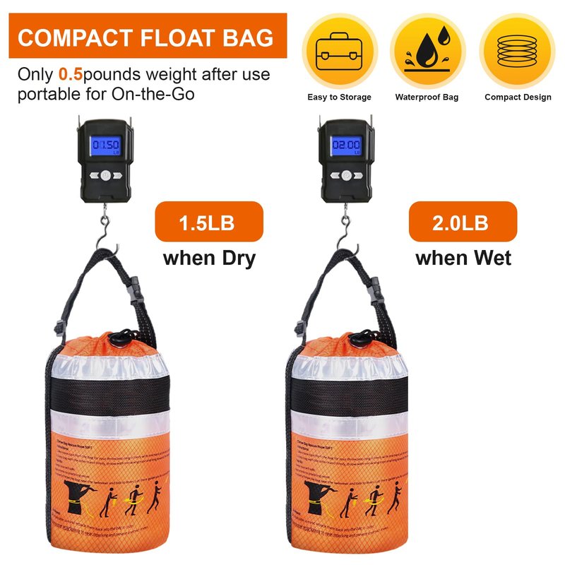HOKINETY Water Rescue Throw Bag - 3/10 Inch Rope 70FT Up to 1900lbs Tensile Strength Throwable Flotation Device - Emergency Safety Equipment for Kayak Raft Boat