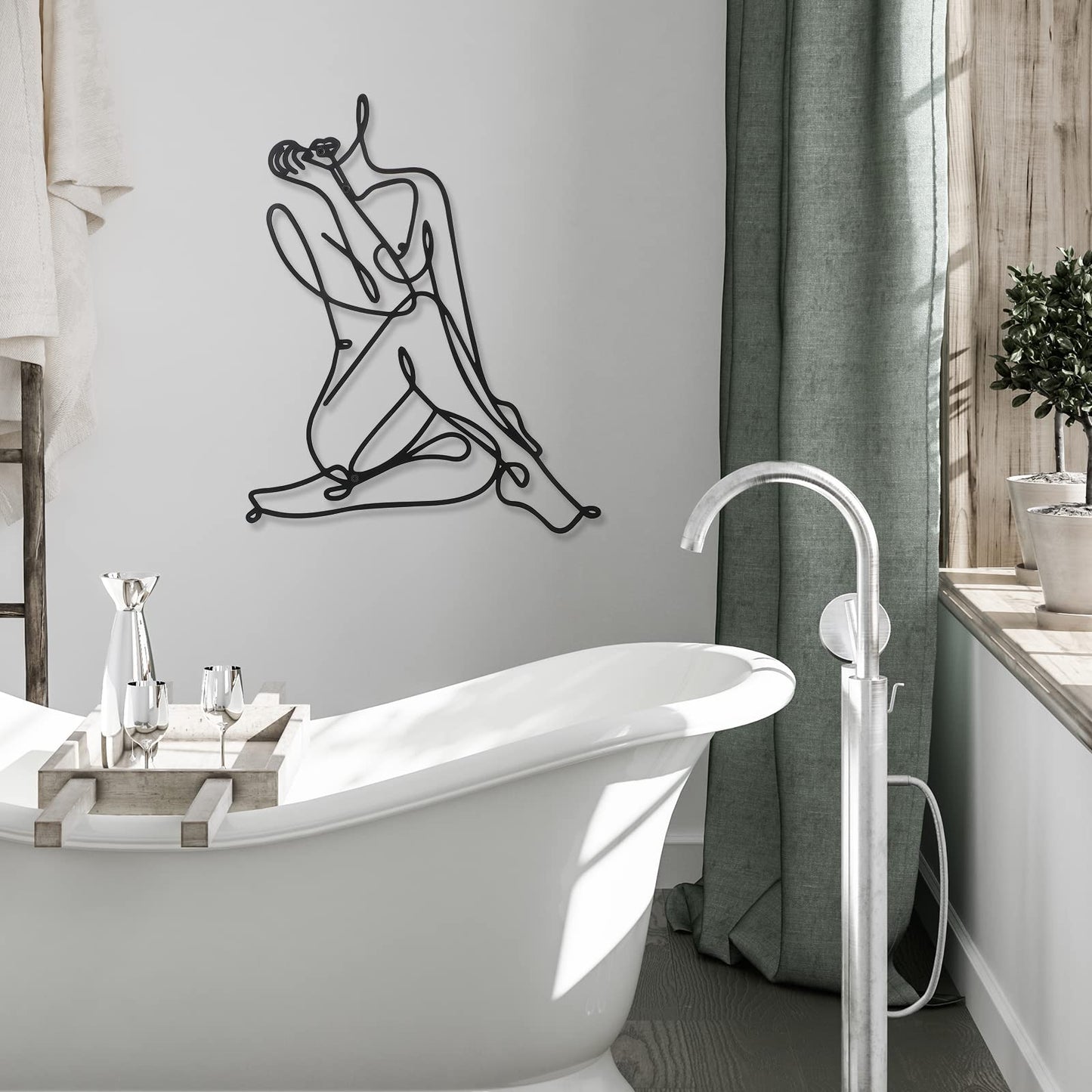 3 Pcs Metal Wall Art Decor Minimalist Abstract Woman Wall Art Metal Modern Line Drawing Decor Female Single Line Home Hanging for Bedroom Kitchen Bathroom Living Room(Modern)
