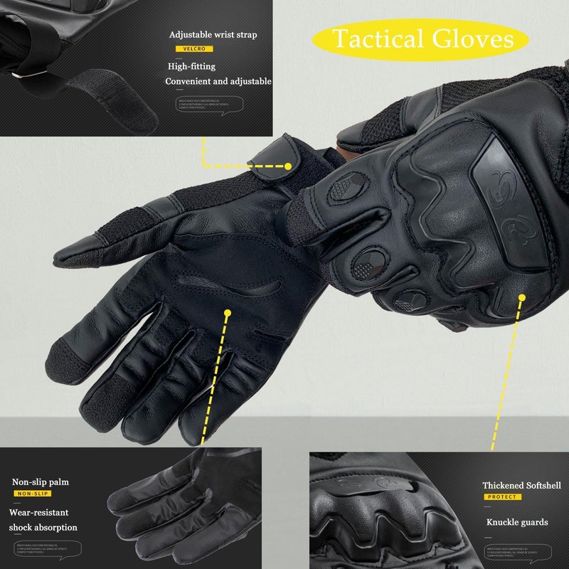 Nswern Tactical Gloves for Men Touchscreen Motorcycle Gloves with Hard Shell Leather Palm Padding for Outdoor Sports Motorcycle Cycling Tactical Airsoft Paintball Hunting Hiking Camping Climbing