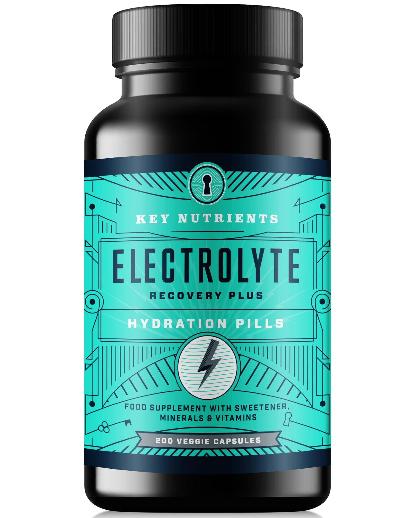 KEY NUTRIENTS Electrolyte Tablets, 200 Capsules, Salt Tablets for Runners, Fasting, Keto, Rapid Hydration & Recovery - Salt Pills with Electrolytes, No Sugar, Gluten Free Hydration Tablets