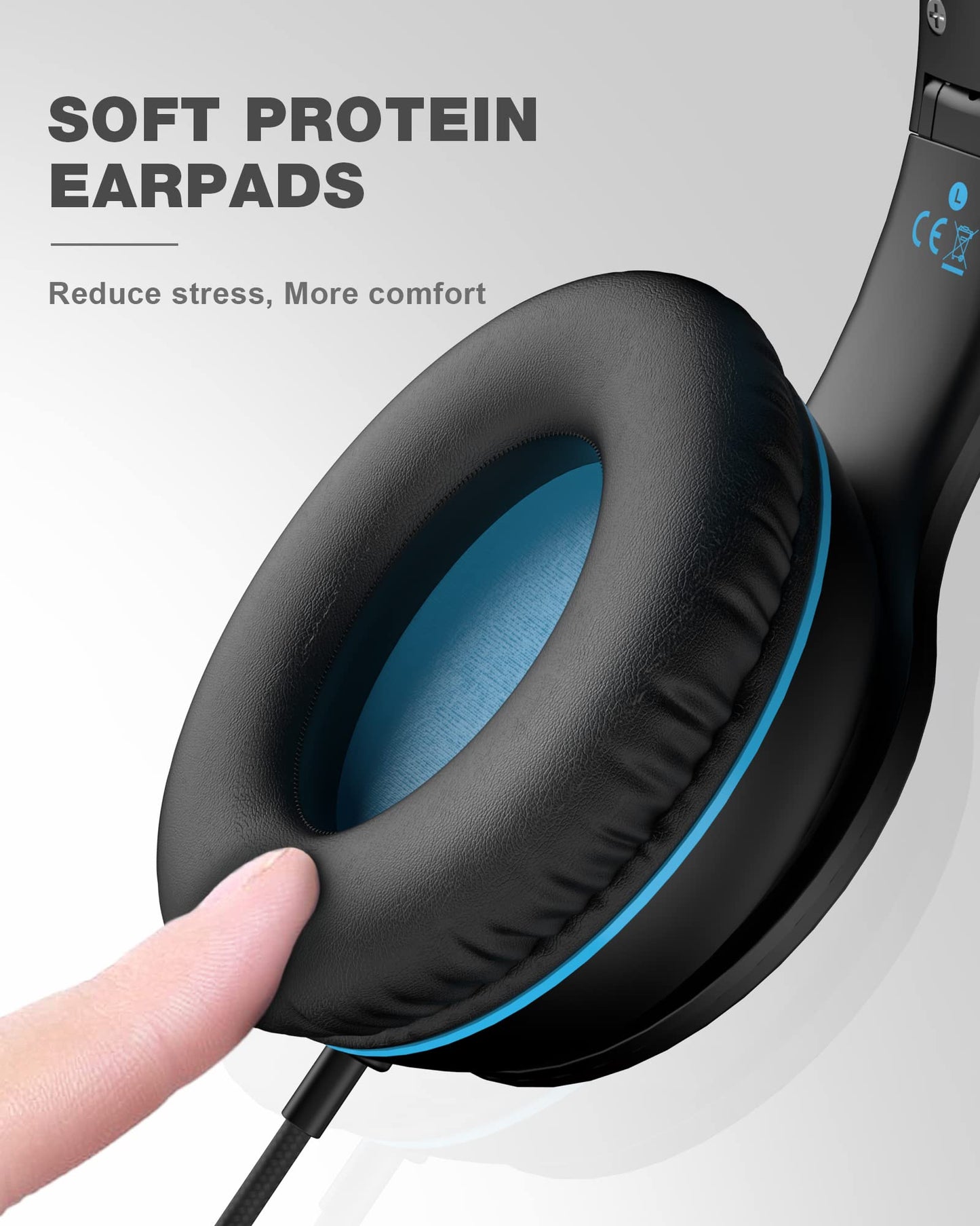 ELECDER i45 On-Ear Headphones with Microphone, Foldable Stereo Bass, 1.5M No-Tangle Cord, 3.5MM Jack, Portable Wired Headphones for School, Kids, Teens, Smartphones, Tablet, Travel - Black