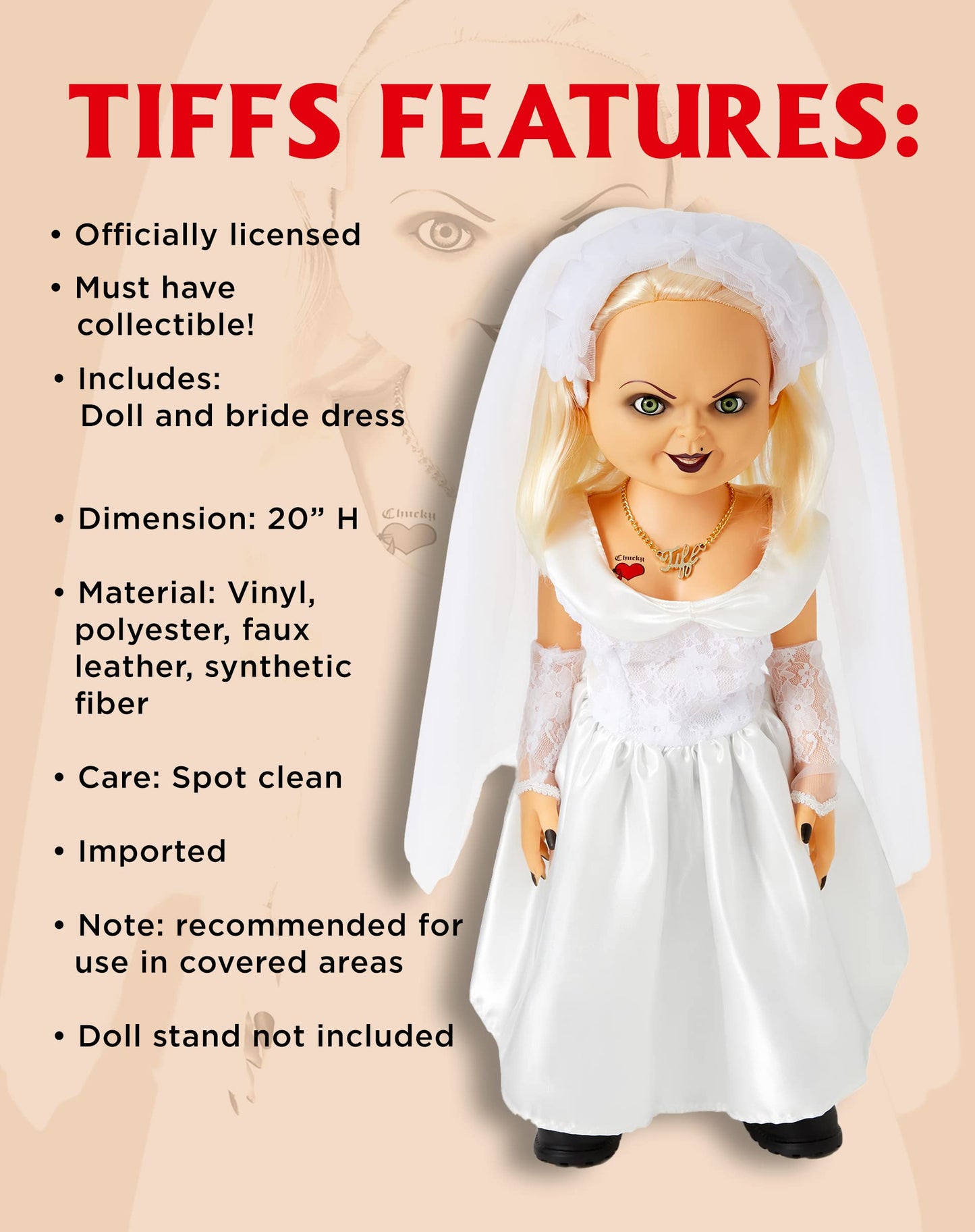 Spirit Halloween Bride of Chucky Tiffany Doll Officially Licensed.