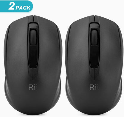 Rii Wireless Mouse, 2.4G Portable Computer Mice for PC, Laptop, Windows,Office Included Wireless USB dongle (Black)