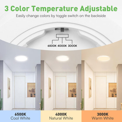 ALUSSO LED Ceiling Light Radar Motion Sensor, 18W Ceiling Lights 3CCT 3000K 4000K 6500K 1600LM, IP44 Waterproof Bathroom Ceiling Light for Toilet Stair Loft Porch Bath Attic Garage, Ø22cm