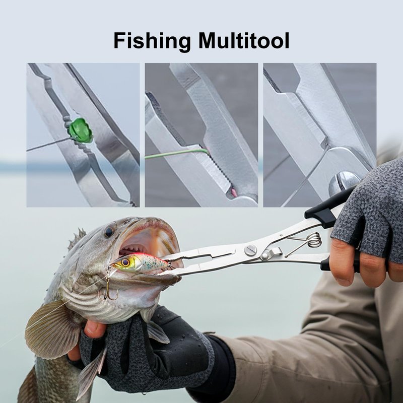 Fishing Pliers Hook Remover Tool, Stainless Steel Fishing Needle Nose Pliers Saltwater Freshwater, Fish Dehooker Plyers with Lanyard, Fish Multitool Gear with Braided Line Cutter