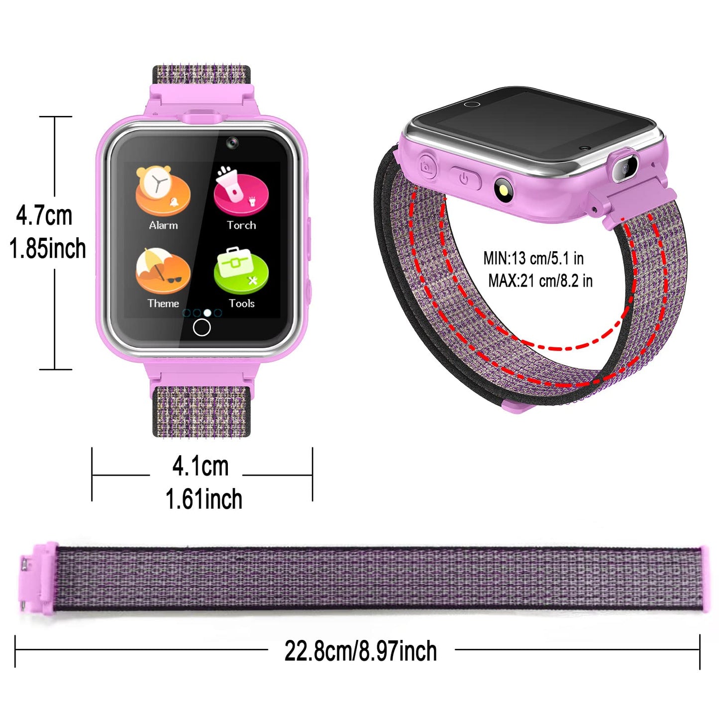 PTHTECHUS Kids Music Smartwatch with Game - Boys & Girls HD Touch Screen Smart Watch Phone with Camera Games Pedometer Sports Watches Supplies Grade Student Back to School（X32 Purple）