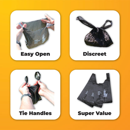 Pack of Dog Poo Bags - 500 x Dog Waste Bags - Black with Tie Handles
