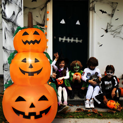 Decfine Halloween Blow up Inflatable Pumpkin Decoration-Lighted Inflatable Pumpkin for Home Yard Garden Indoor and Outdoor Decoration with Built in Fan and Anchor Ropes (3 Halloween Pumpkin)