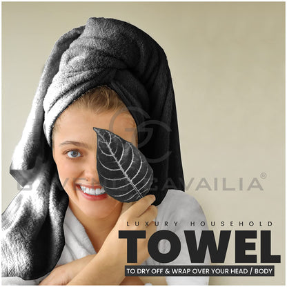 GC GAVENO CAVAILIA Fade Resistant Luxury Towels, Extra Absorbent 100% Ringspun Egyptian Cotton 500 GSM Bathroom Set, Black, 2PK Bath Sheet, 554882