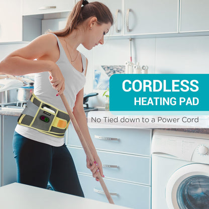 Comfytemp Cordless Heating Pad with Massager for Back Pain Relief, Portable Lower Back Massager FSA Eligible HSA Rechargeable, Birthday Gifts for Women Men Mom Dad Seniors Christmas 3 Heat 30 Auto-Off
