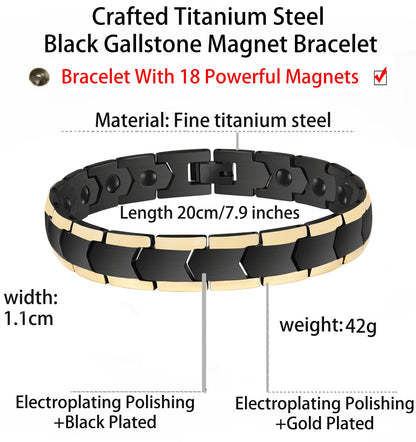 EUMENIDES Magnetic Bracelet, Titanium Steel Magnetic Bracelet, Anti-Static， (Black Gold)