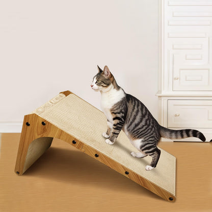 AGYM Cat Scratcher, 26 inch L Shape Cat Scratching Pad for Indoor Cats, Durable Sustainable Cardboard Scratcher with Box, Recyclable Vertical Cat Scratch Pad to Protect Furniture, Large