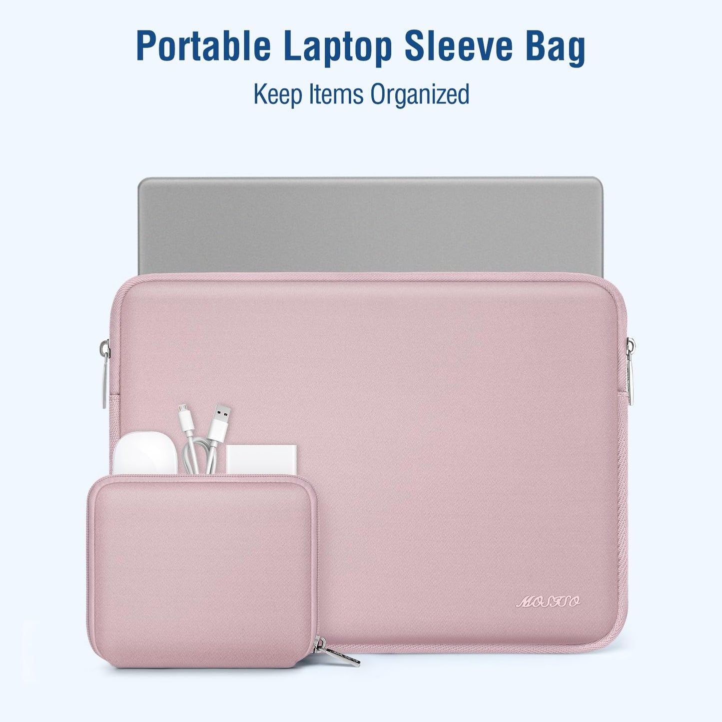 MOSISO Laptop Case 13 inch, 13 inch Laptop Sleeve Bag Compatible with MacBook Air M4 M3 M2 M1 2025-2018 / Pro 13 M2 M1 2025-2016, Neoprene Computer Sleeve Bag with Small Case, Baby Pink