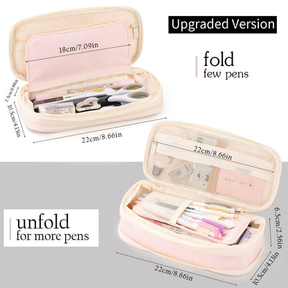 EASTHILL Big Capacity Pencil Case Large Pencil Pouch Stationery Pen Bag for Teen Girls-Pink