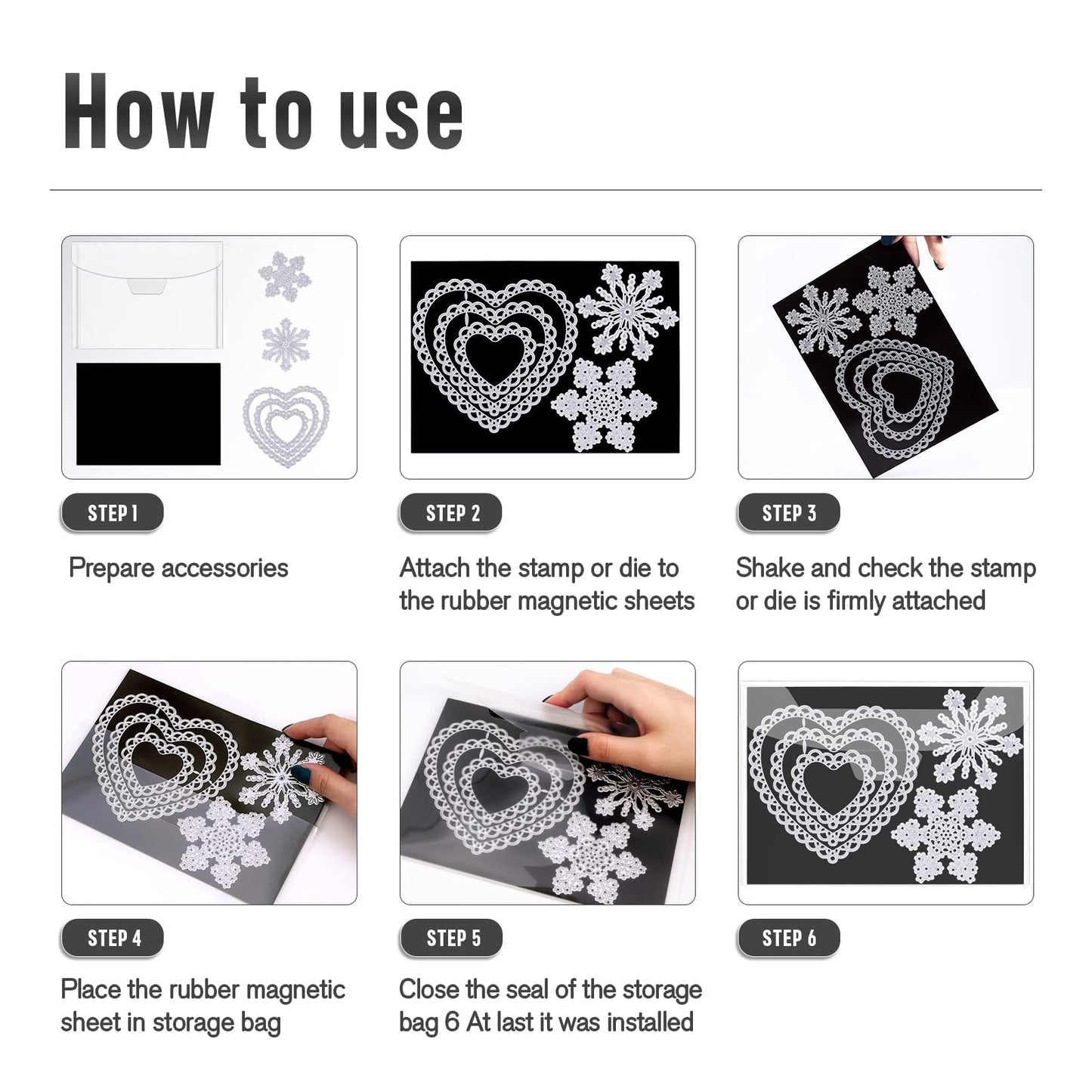 Csyidio 52 PCS Clear Stamp and Die Storage Bag with Rubber Magnetic Sheets Resealable Plastic Storage Pocket Large Envelope Case Cutting Dies Stencil Organizer for Card Making, 0.5 mm Thickness