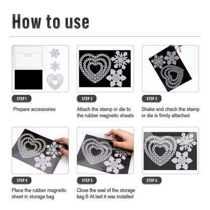 Csyidio 52 PCS Clear Stamp and Die Storage Bag with Rubber Magnetic Sheets Resealable Plastic Storage Pocket Large Envelope Case Cutting Dies Stencil Organizer for Card Making, 0.5 mm Thickness
