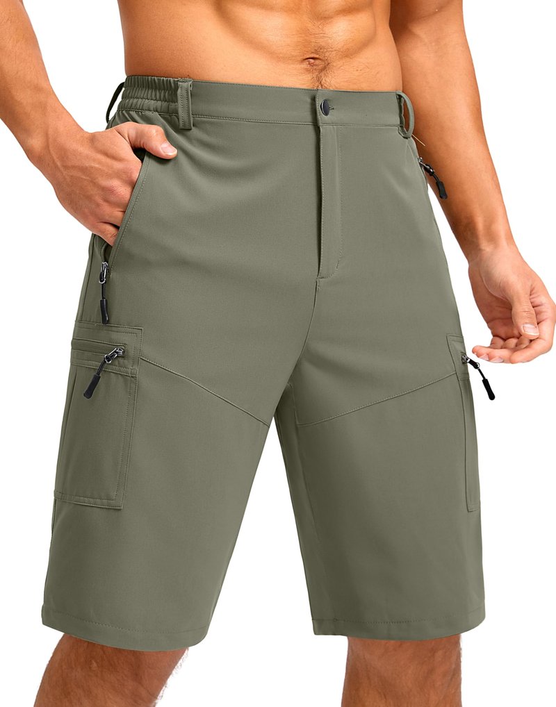 Pudolla Men's Hiking Shorts 11" Lightweight Cargo Work Shorts for Men Summer Travel Golf Casual Outdoor with 5 Pockets(Grey Sage XX-Large)