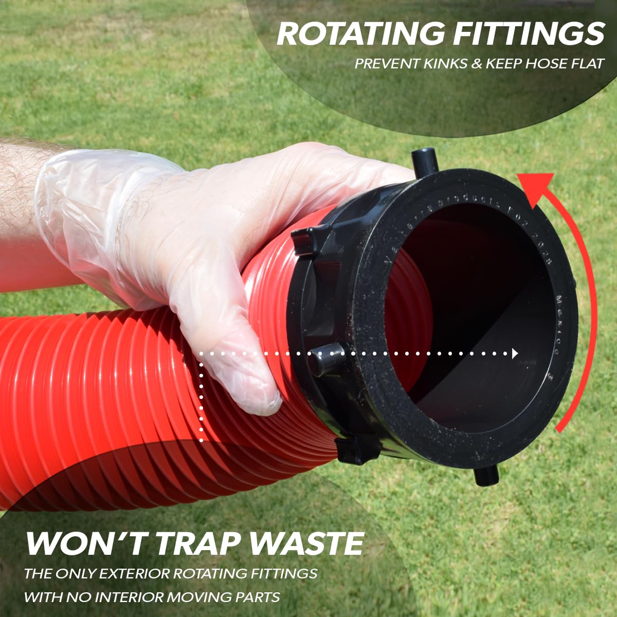 Valterra EZ Coupler 20-Foot RV Sewer Hose Kit for RV Camper, Includes 2 Attachable 10-Foot Hoses with Rotating Fittings and 90 Degree Clearview Sewer Adapter