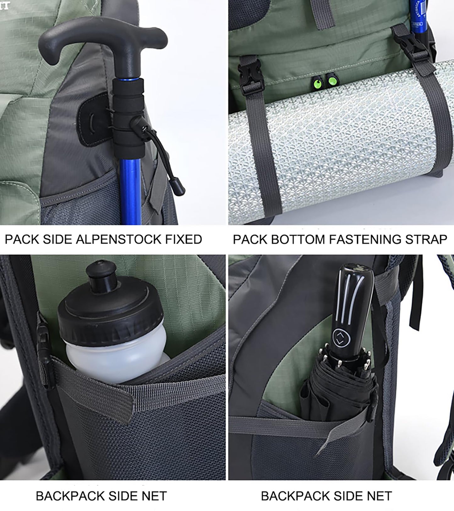 Bseash 50L Hiking Backpack, Water Resistant Lightweight Outdoor Sport Daypack Travel Bag for Camping Climbing Touring (Army Green - With Shoe Compartment)