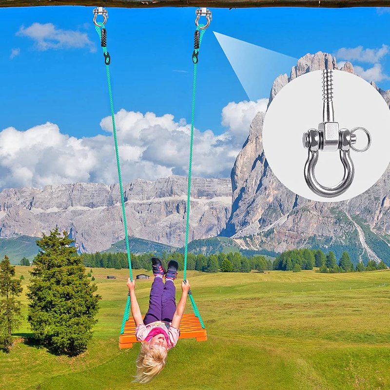 SELEWARE Heavy Duty 180° Swing Hangers, Stainless Steel Eye Screw Bracket, 1800 LB Capacity Playground Yoga Hammock Rope Tire Web Chair Sandbag Punching Bag Porch Swing Sets (6 Pack)