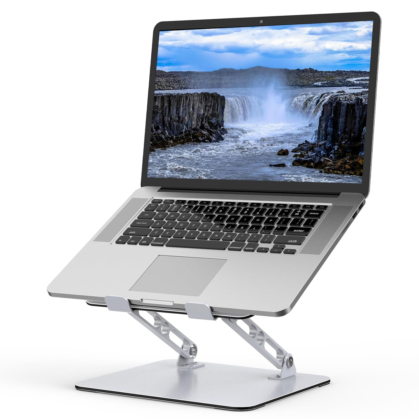 Gogoonike Laptop Stand for Desk, Adjustable Laptop Riser, Metal Foldable Computer Stand Holder Portable Notebook Mount, Ventilated Cooling Notebook Stand Compatible with 10-15.6” Laptops